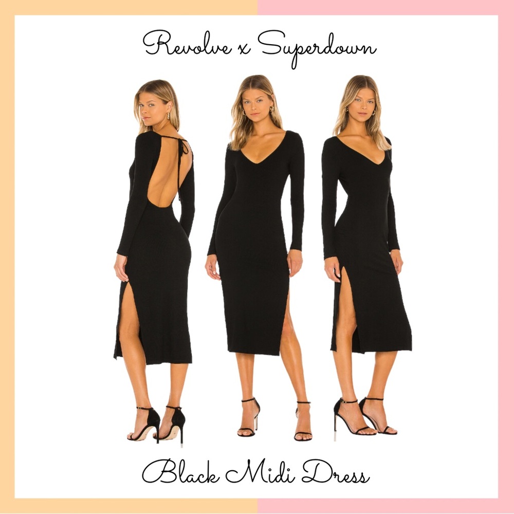 Revolve x Superdown Black Knit Midi Dress